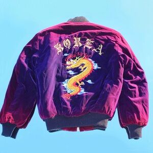 1980s vintage Korean Sukjan velvet bomber jacket 🐉